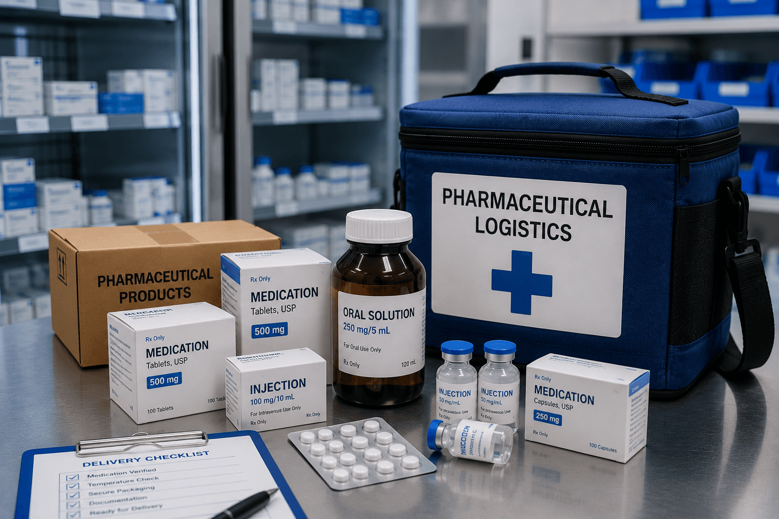 Organized pharmaceutical products and medication containers